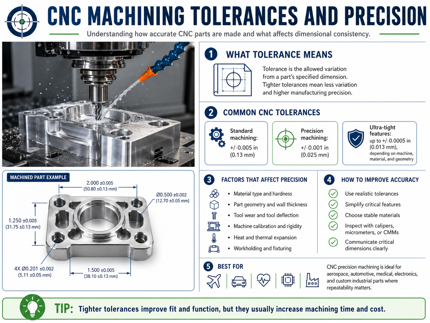 CNC machining tolerances and precision guide